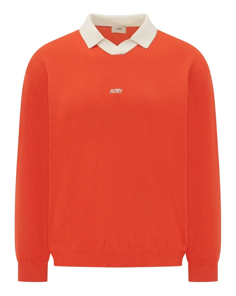AUTRY logo-print V-neck sweatshirt - Orange Orange