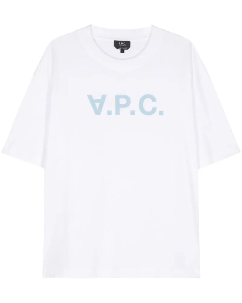 A.P.C. T-Shirt mit beflocktem Logo - Weiß Weiß