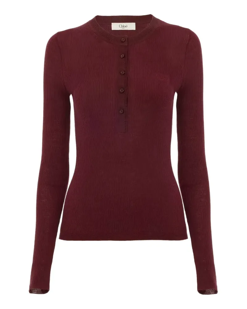 Chloé Geripptes Henley-Hemd - Rot Rot
