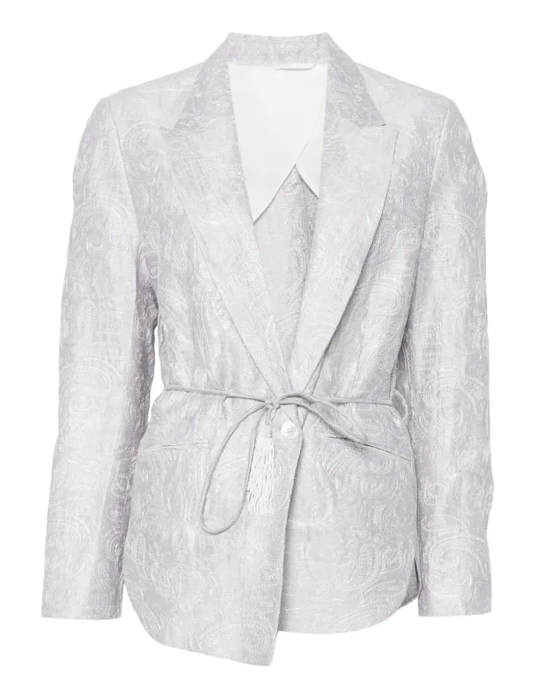 Seventy paisley-embroidered belted jacket - Blau Blau