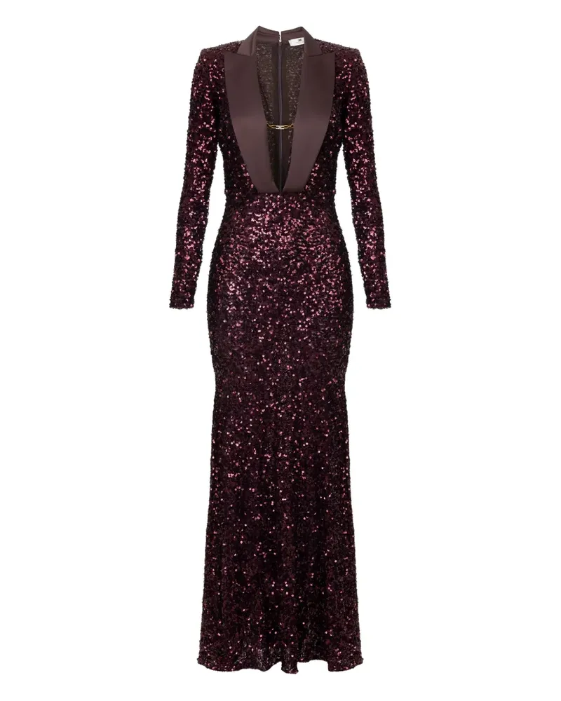 Elisabetta Franchi Maxikleid mit Pailletten - Rot Rot