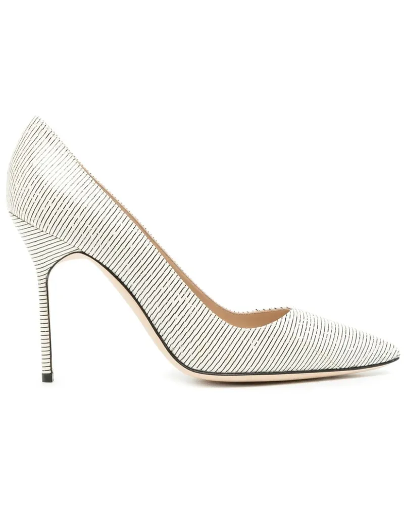 Manolo Blahnik Gestreifte Pumps - Weiß Weiß