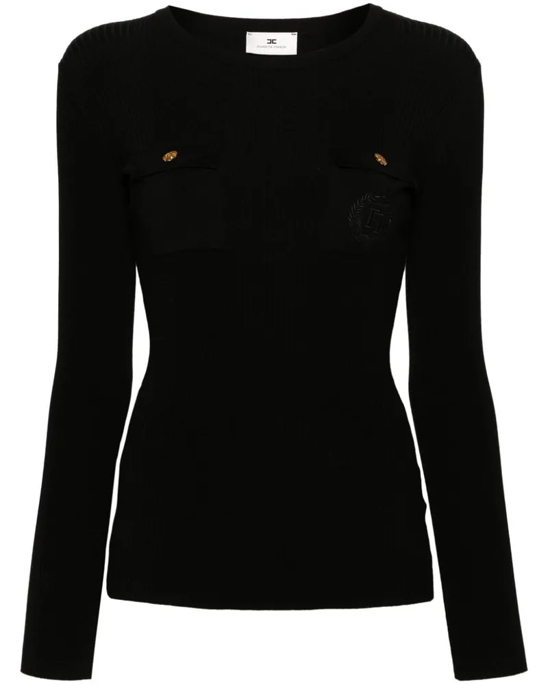 Elisabetta Franchi Pullover mit Logo-Stickerei - Schwarz Schwarz