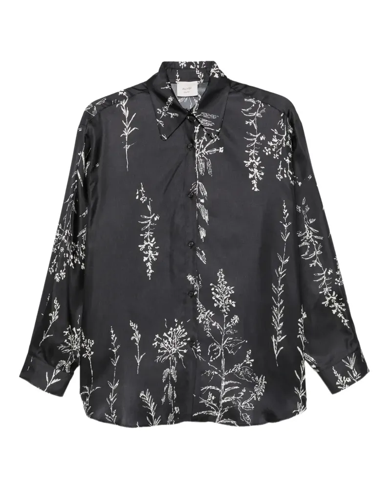ALYSI floral-print silk shirt - Schwarz Schwarz