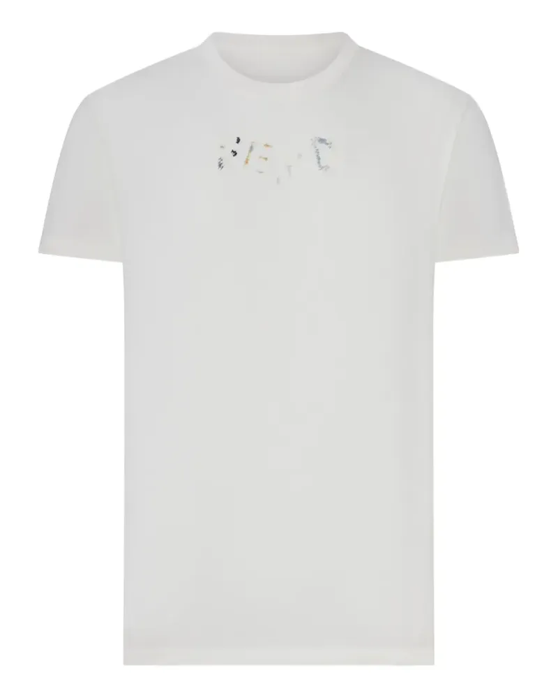Fendi T-Shirt mit Logo-Stickerei - Weiß Weiß