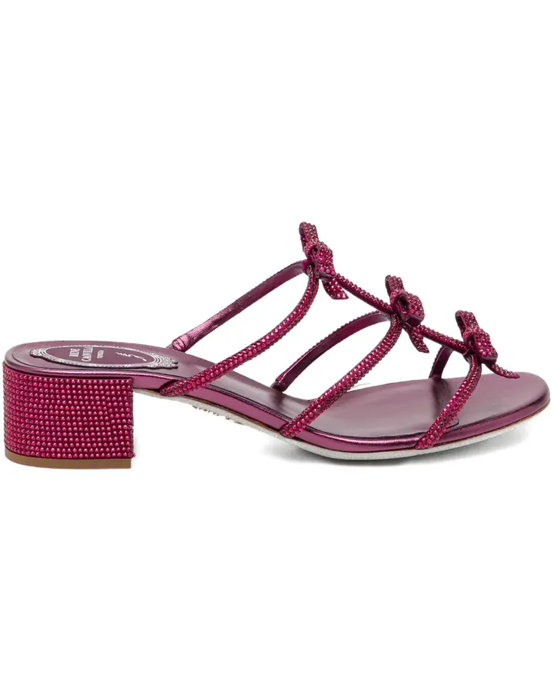 René Caovilla 40mm crystal-embellished ribbon heeled sandals - Violett Violett