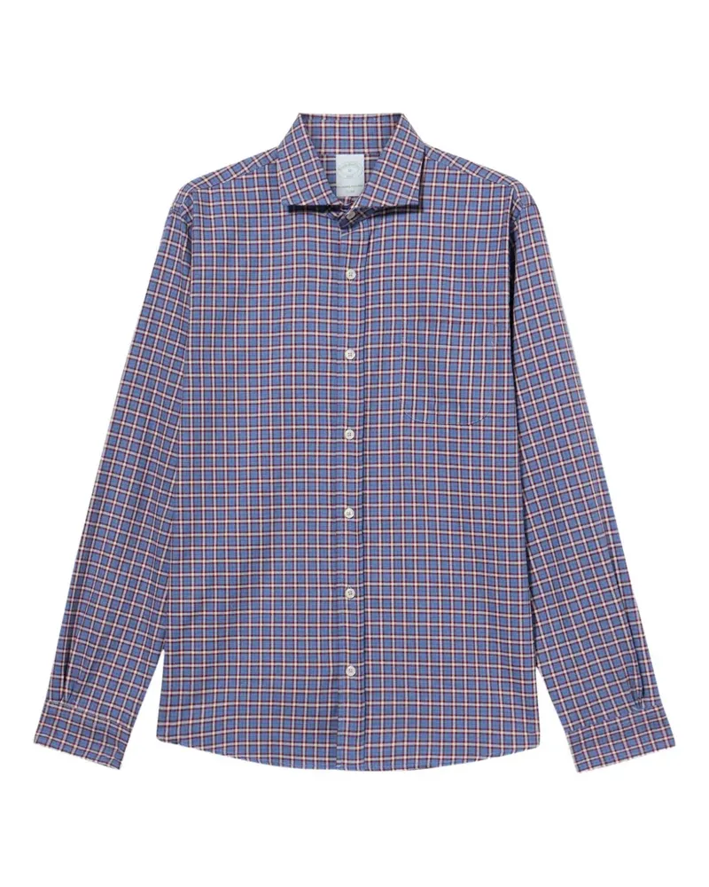 Brooks Brothers Kariertes Hemd mit Spreizkragen - Blau Blau