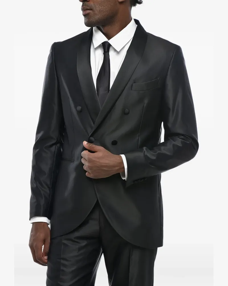 Corneliani double-breasted shawl-lapel suit - Schwarz Schwarz