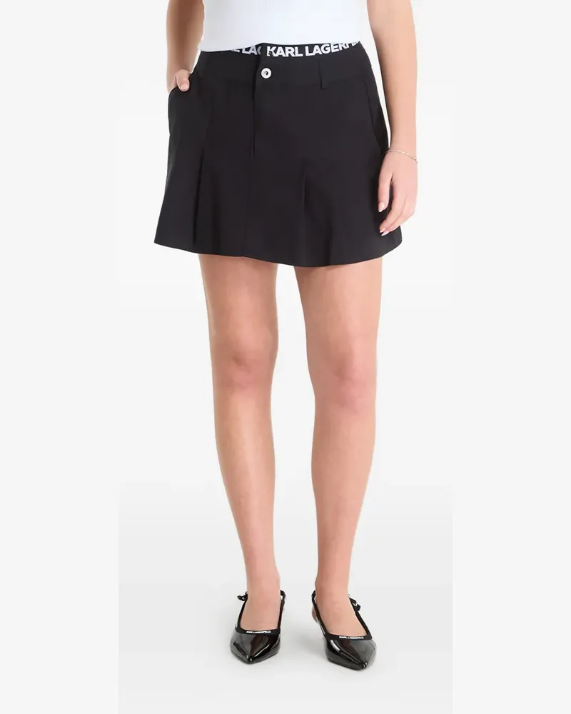 Karl Lagerfeld logo-waistband pleated skirt - Schwarz Schwarz
