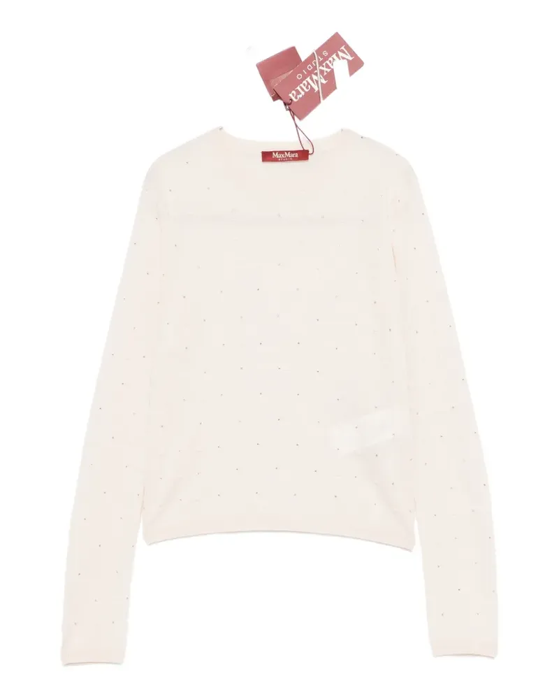 Max Mara Mstcelebre crystal-embellished polka-dot T-shirt - Nude Nude