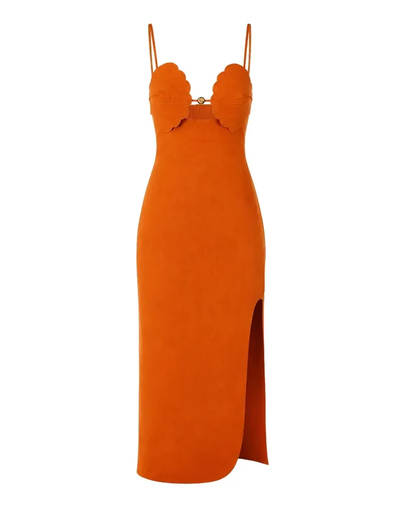 FARM Rio Midikleid mit Wellenkante - Orange Orange