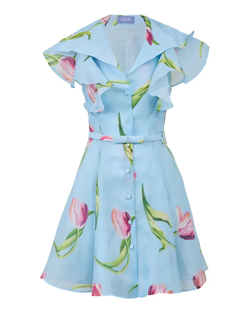 LEO LIN Maxikleid mit Blumenprint - Blau Blau