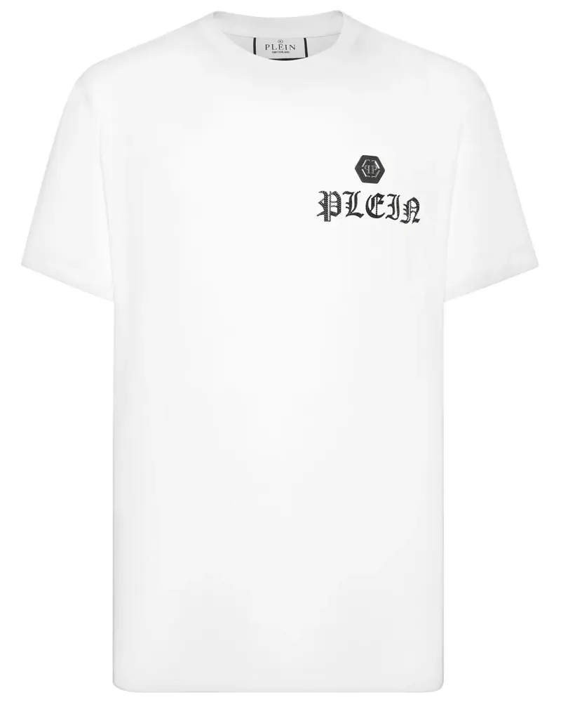 Philipp Plein T-Shirt mit kristallverziertem Totenkopf - Weiß Weiß