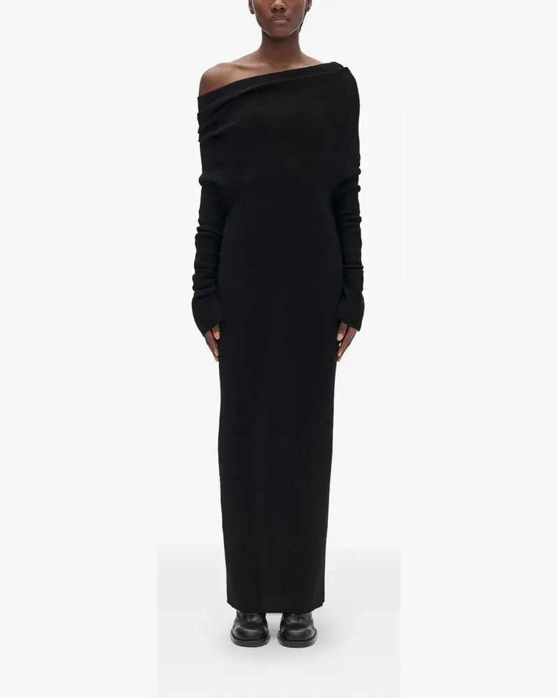 Ann Demeulemeester Schulterfreies Barbro Midikleid - Schwarz Schwarz