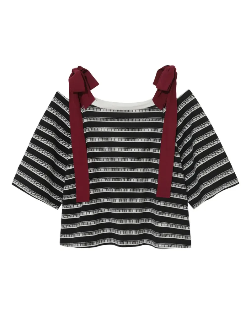 Undercover Gestreifte Bluse mit Schleifenband - Schwarz Schwarz