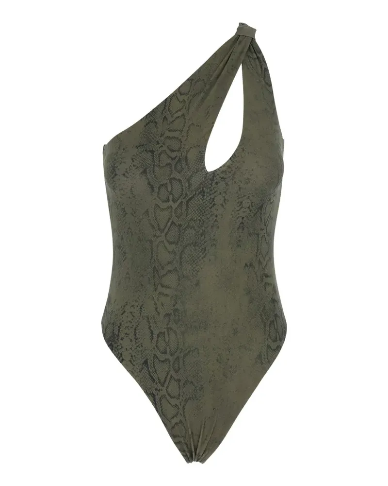 Federica Tosi python-print one-shoulder swimsuit - Grün Grün