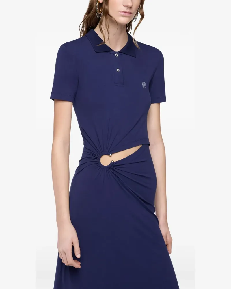 Paco Rabanne piercing-detail polo-collar maxi dress - Blau Blau