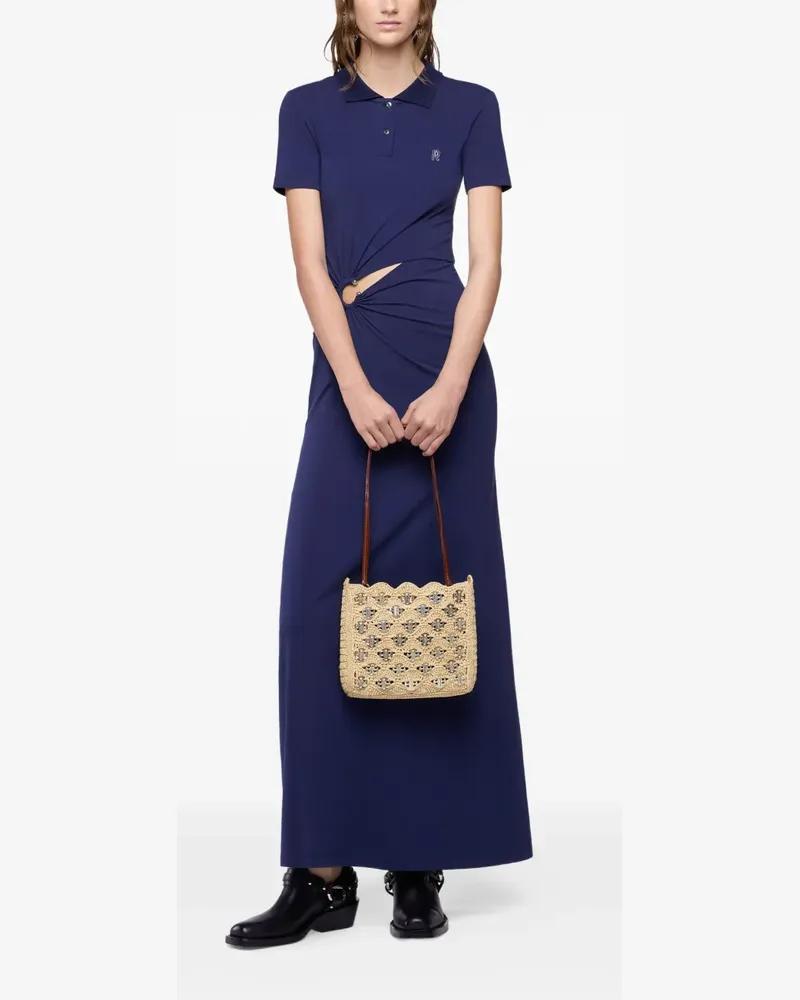 Paco Rabanne piercing-detail polo-collar maxi dress - Blau Blau