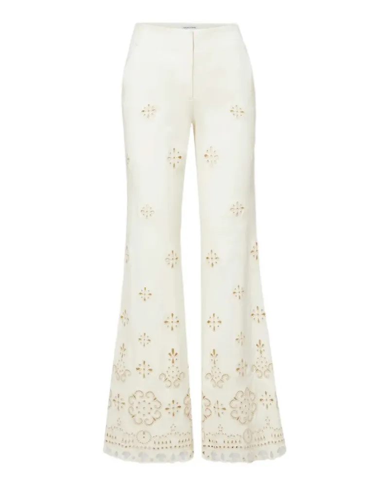 Veronica Beard Komi eyelet embroidered trousers - Nude Nude