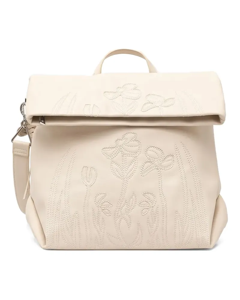 Desigual Rucksack mit Blumenstickerei - Nude Nude