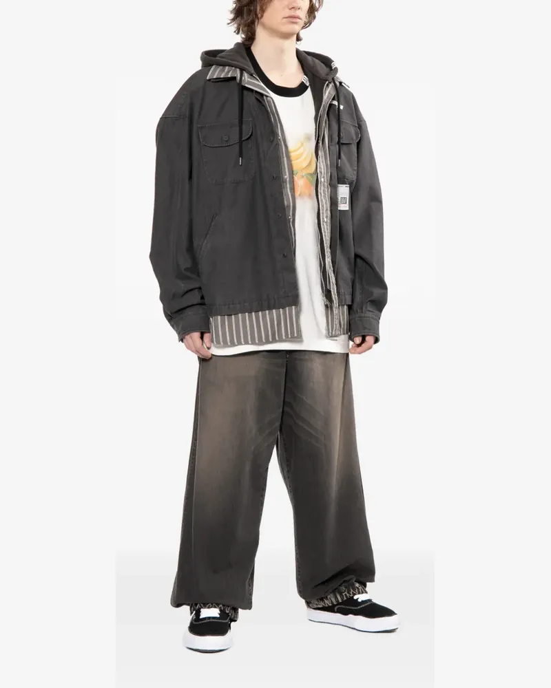 MIHARAYASUHIRO Gestreifte Kapuzenjacke - Schwarz Schwarz