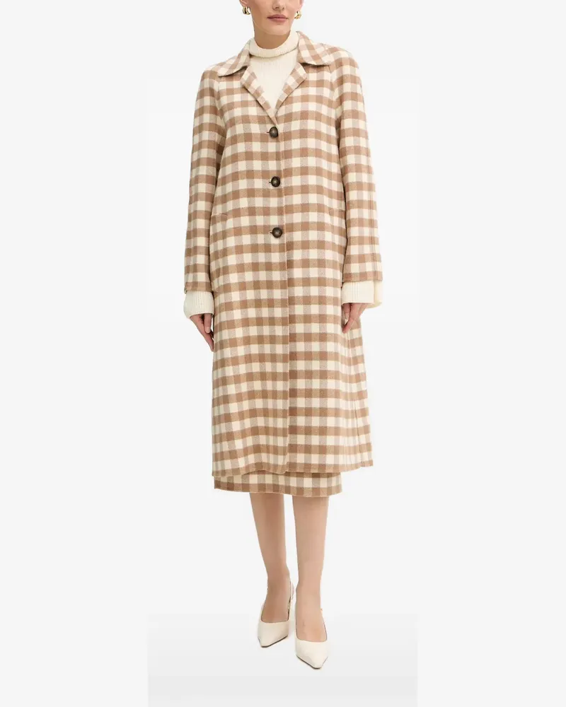 Luisa Spagnoli Scuderia checked button-up coat - Nude Nude