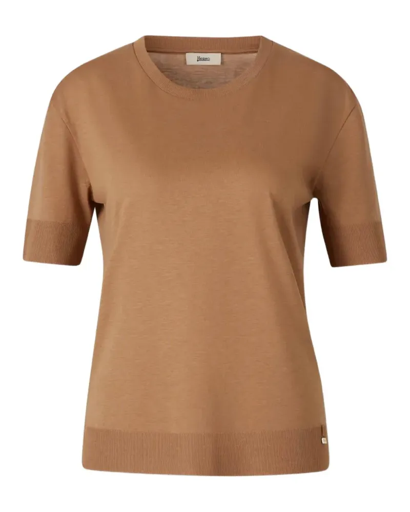 Herno ribbed-trim short-sleeved T-shirt - Braun Braun