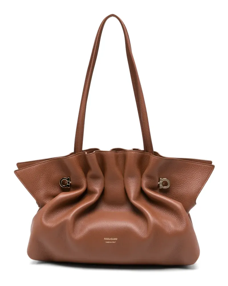 Ferragamo Gancini leather shoulder bag - Braun Braun