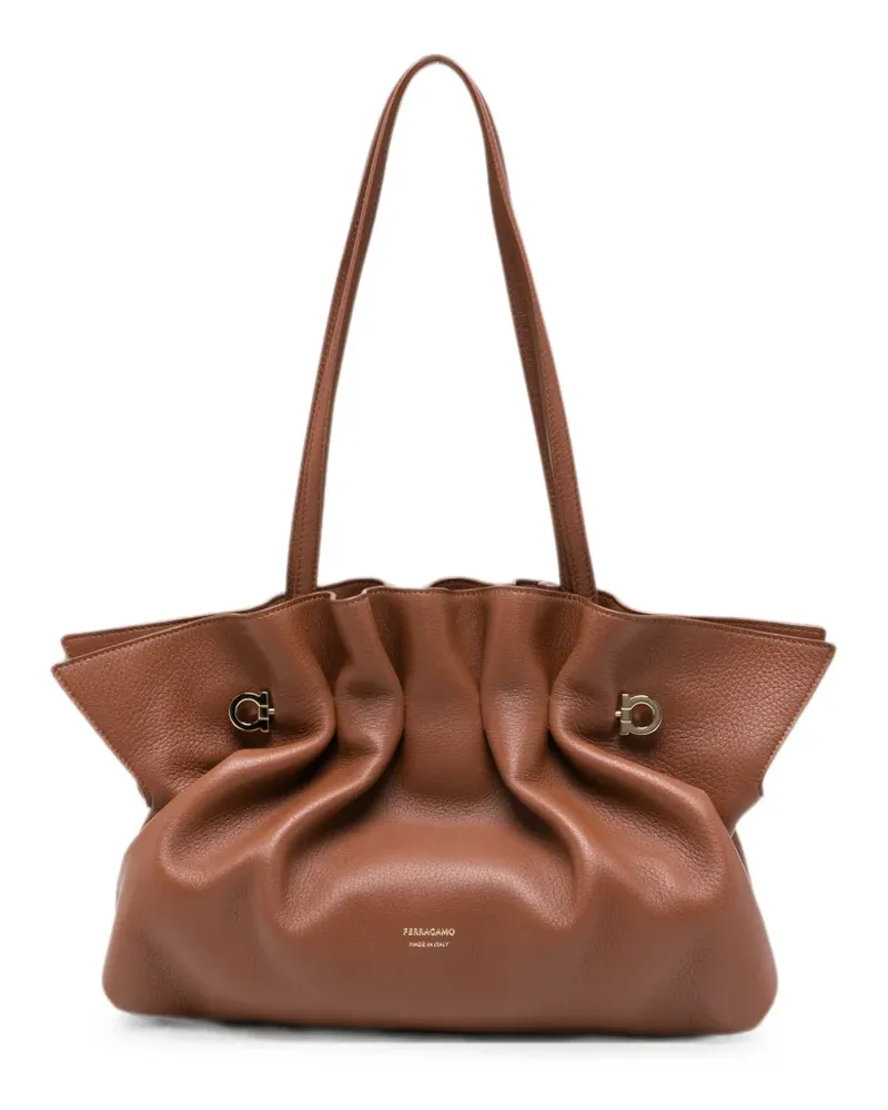 Ferragamo Gancini leather shoulder bag - Braun Braun