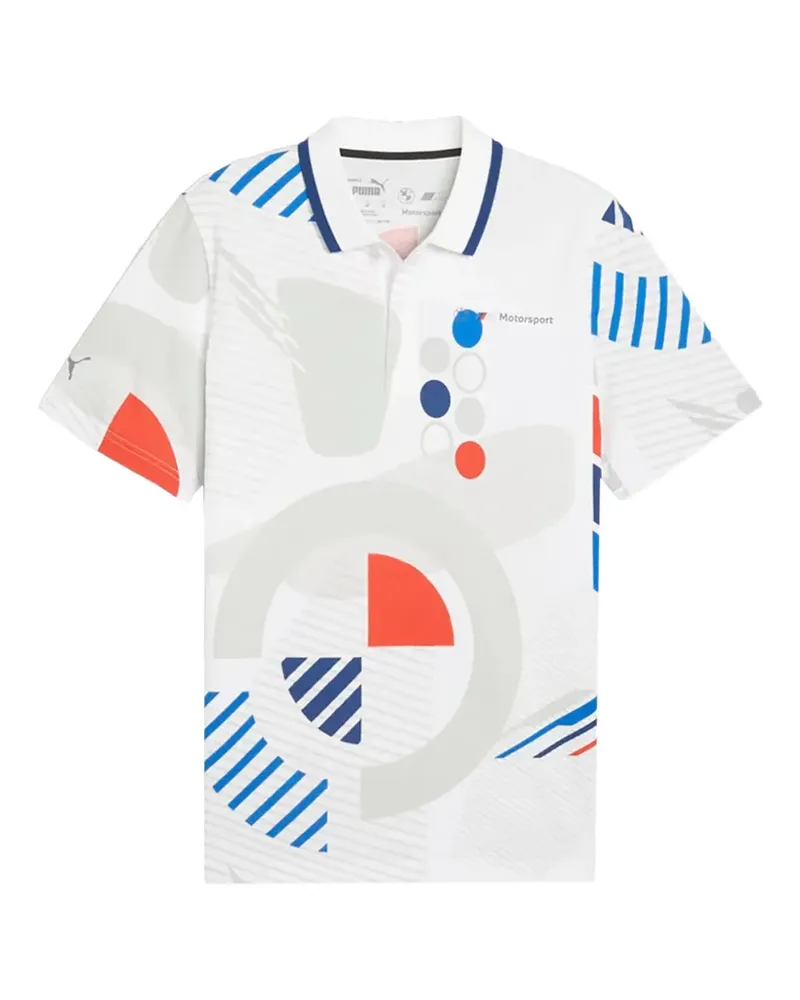 Puma x BMW Motorsport AOP Poloshirt mit geometrischem Print - Weiß Weiß