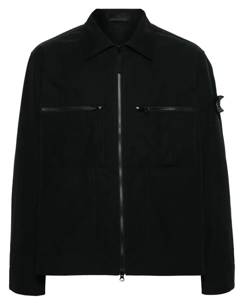 Stone Island Jacke mit Ghost Compass-Patch - Schwarz Schwarz