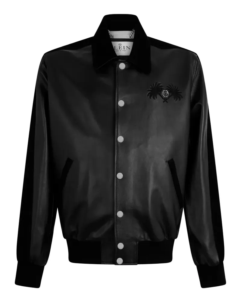 Philipp Plein Coster Lederjacke - Schwarz Schwarz