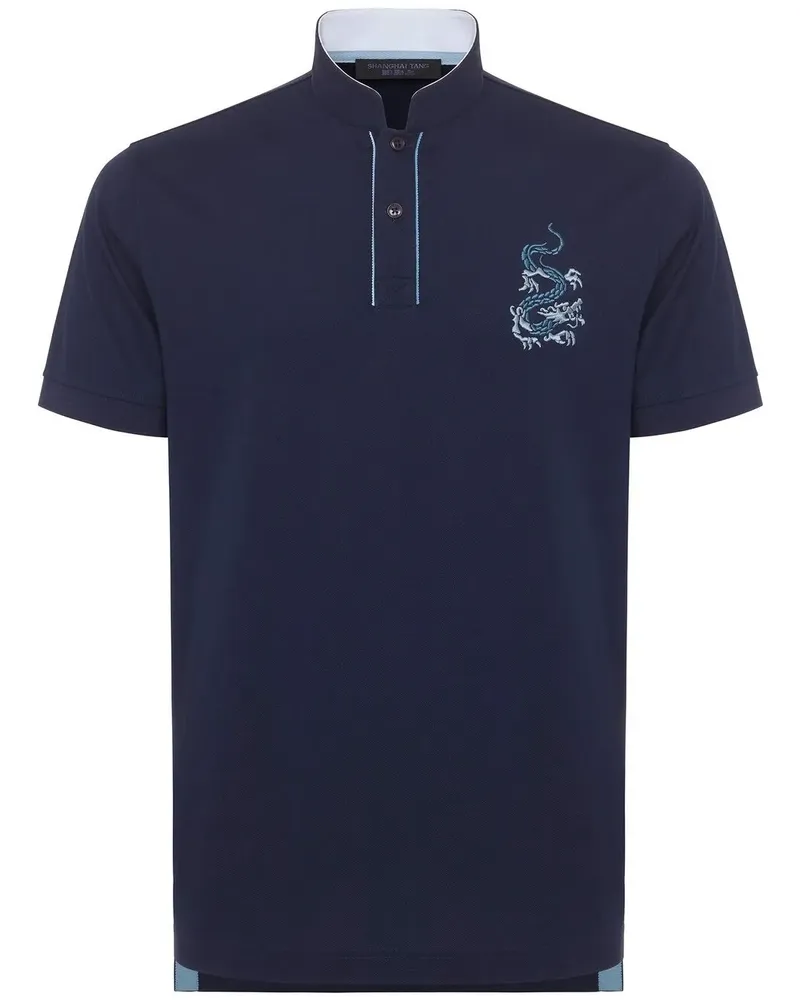 Shanghai Tang Poloshirt mit Drachenstickerei - Blau Blau