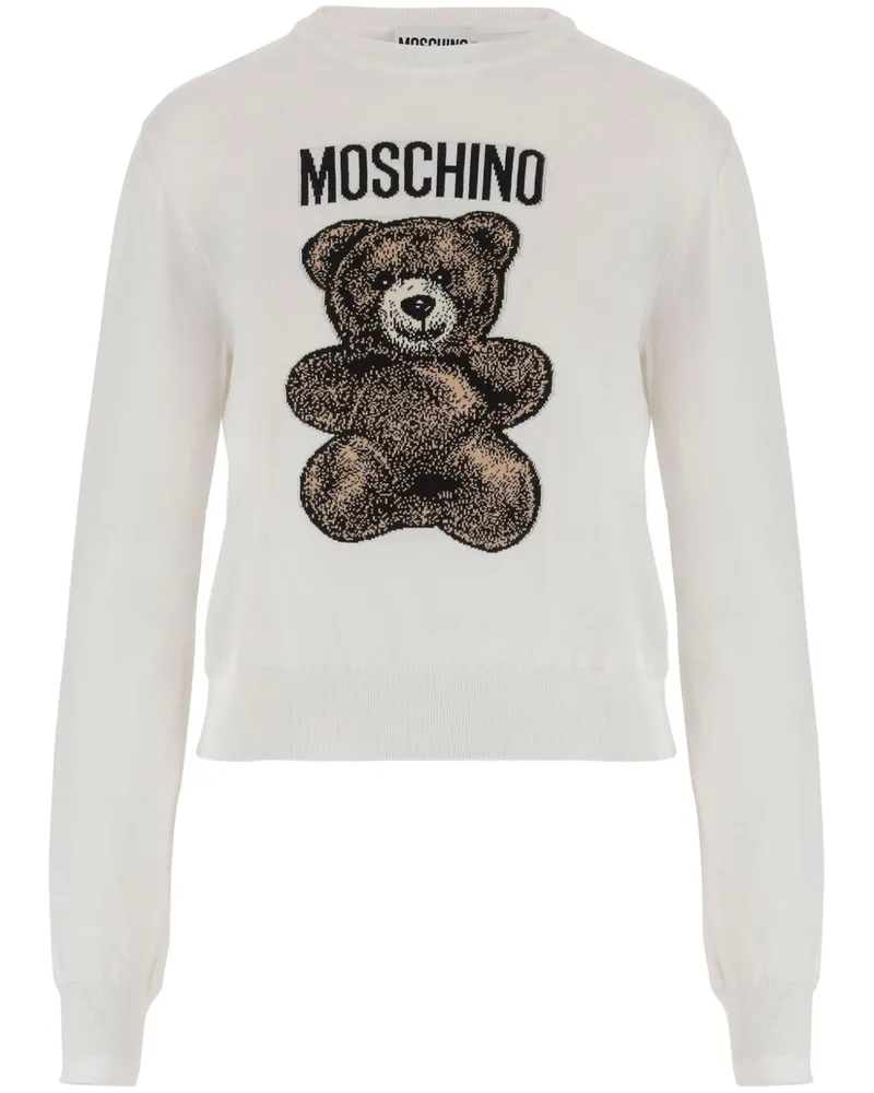 Moschino Pullover mit Teddy-Intarsie - Weiß Weiß