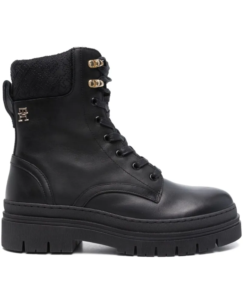 Tommy Hilfiger Stiefel mit aufgesticktem Monogramm - Schwarz Schwarz