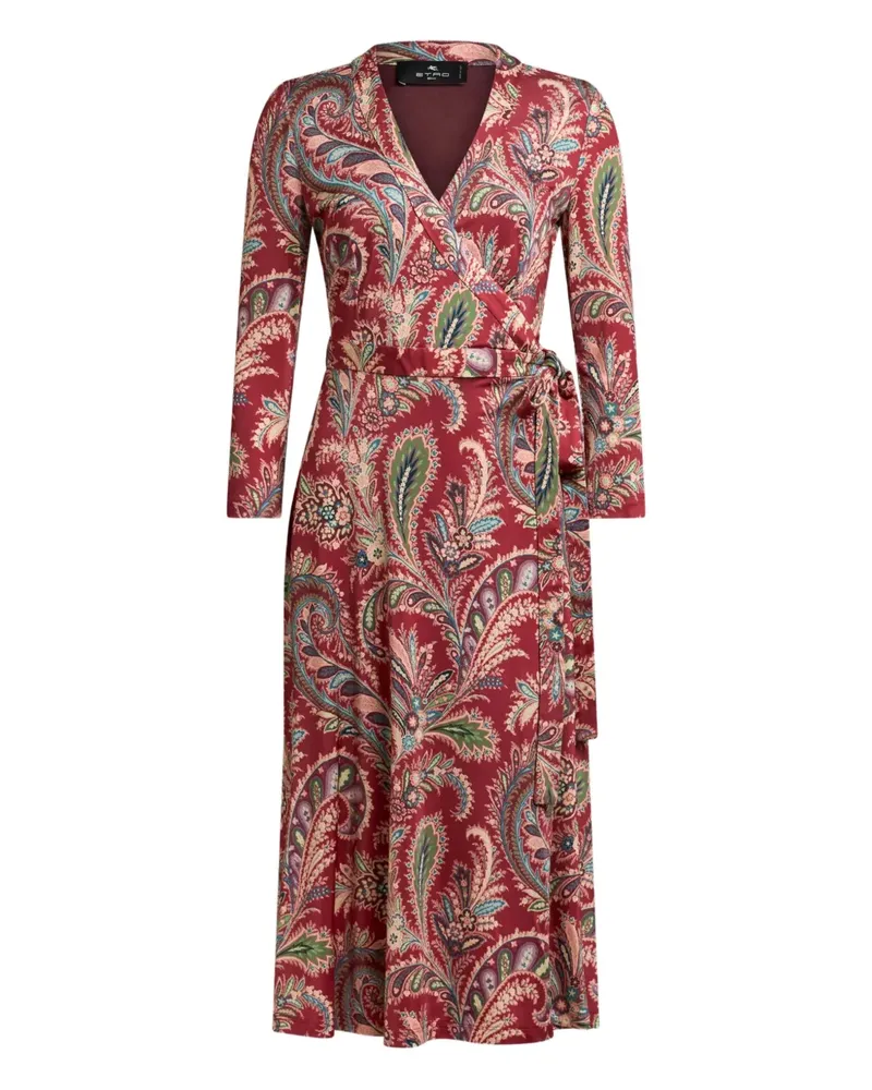 Etro Gewickeltes Midikleid mit Paisley-Print - Rot Rot