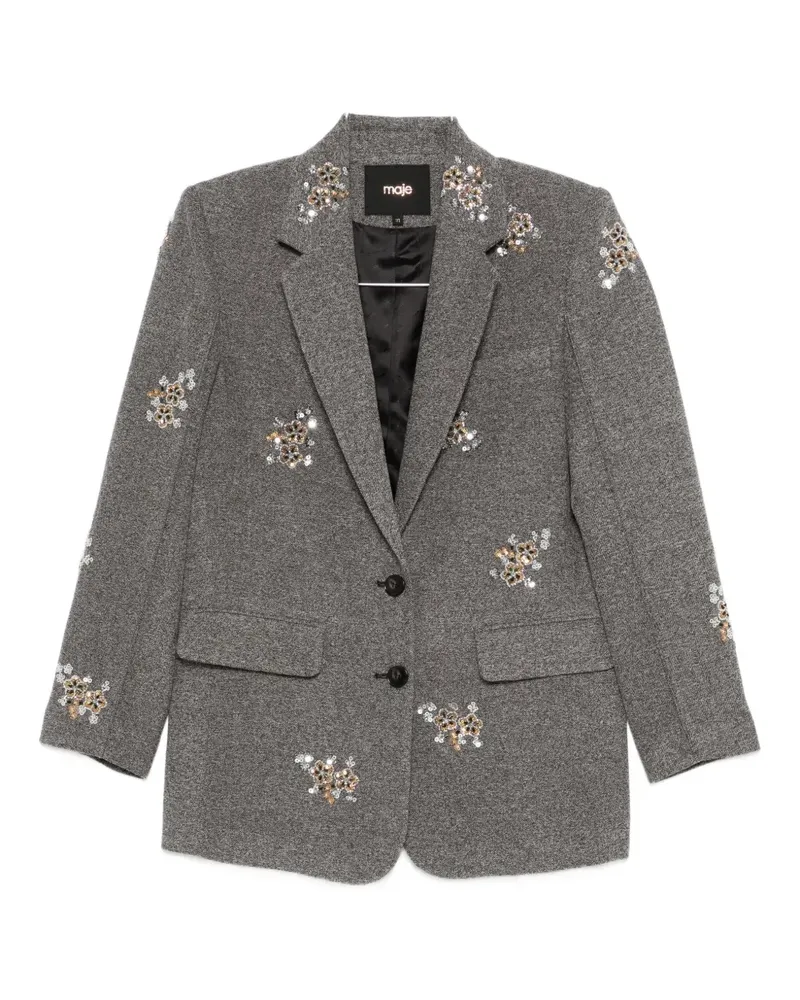 Maje floral-embroidered blazer - Grau Grau