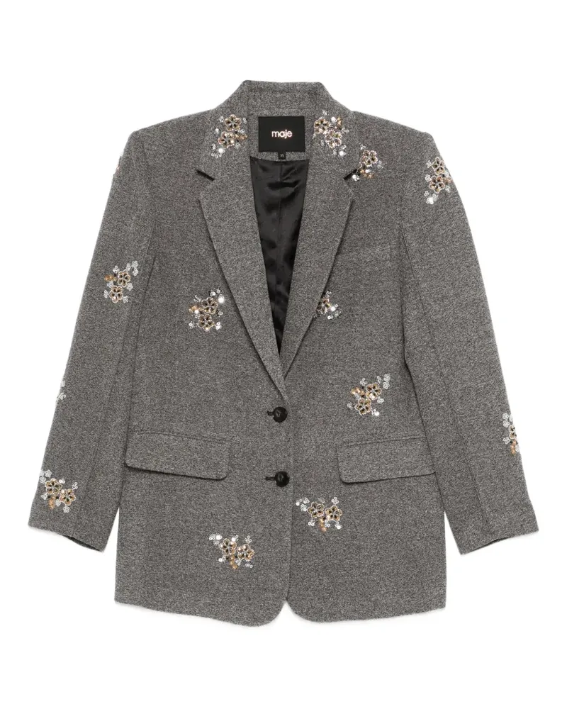 Maje floral-embroidered blazer - Grau Grau