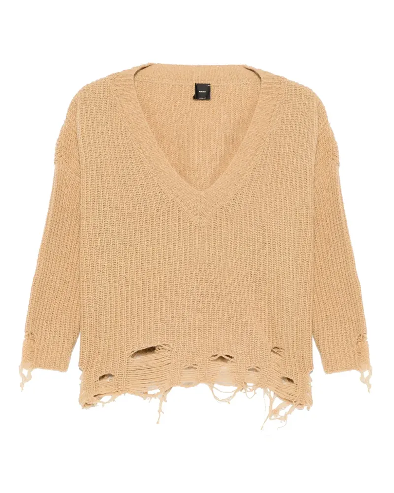 Pinko distressed V-neck sweater - Nude Nude