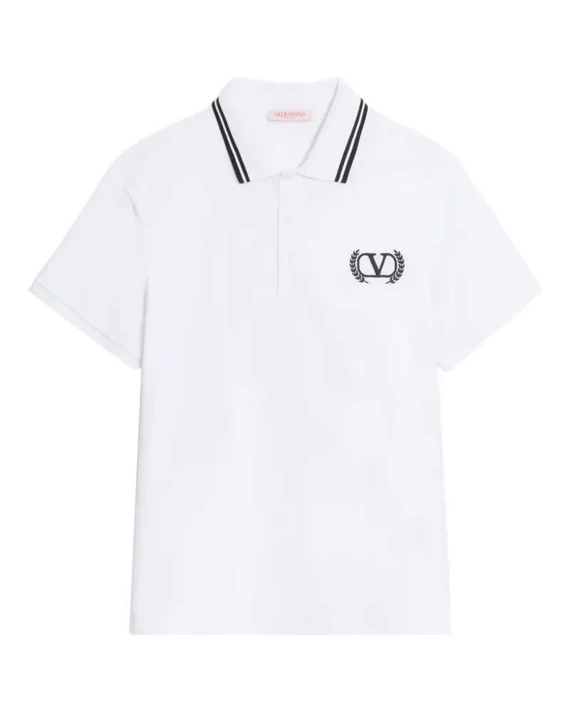 Valentino Garavani Poloshirt aus Baumwollpiqué mit Maison Valentino Stickerei - Weiß Weiß