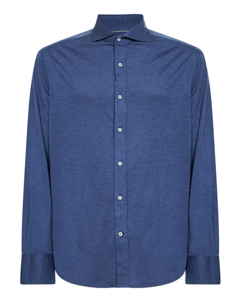 Brunello Cucinelli slub-texture spread-collar shirt - Blau Blau