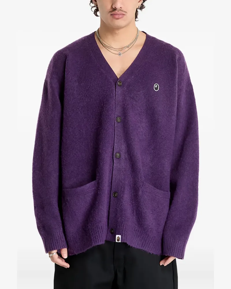 BAPE Geknöpfter One Point Hairly Yarn Cardigan - Violett Violett
