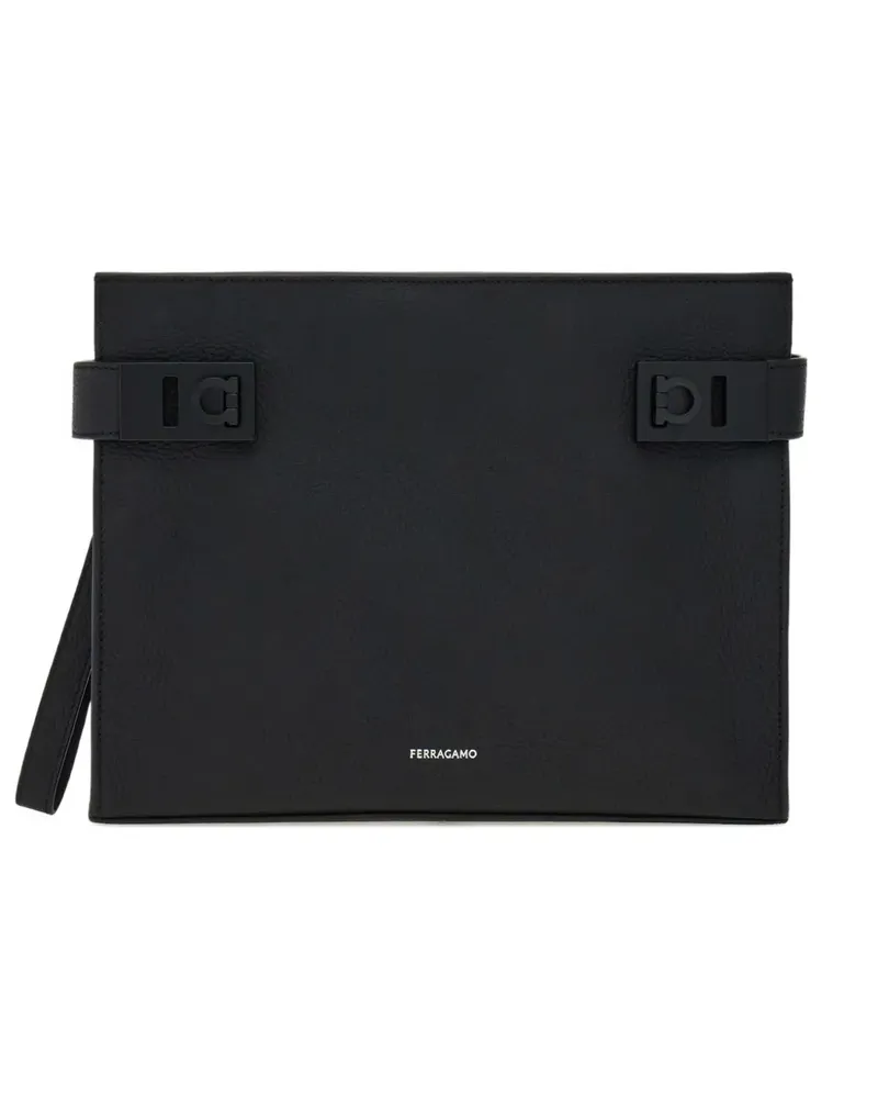 Ferragamo Clutch mit Gancini-Schnalle - Schwarz Schwarz