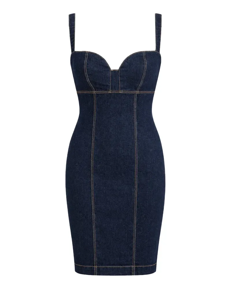 Guess contrast-stitched sweetheart-neck mini dress - Blau Blau