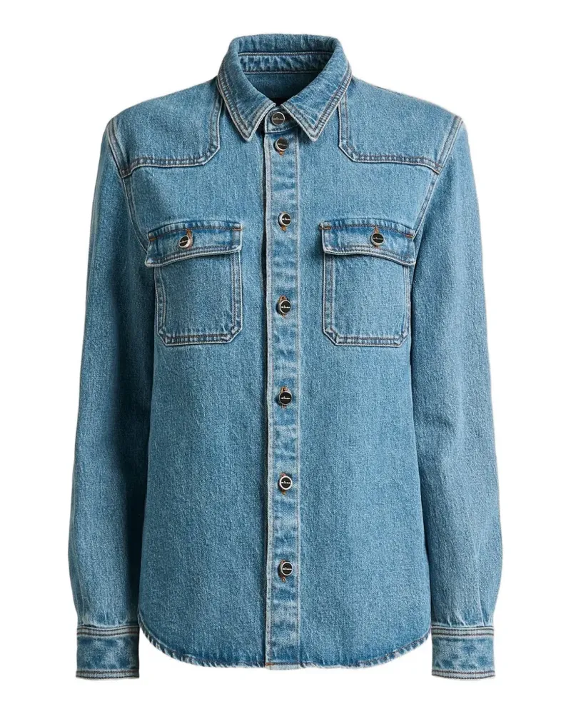 Kiton Jeansjacke mit aufgesetzter Tasche - Blau Blau