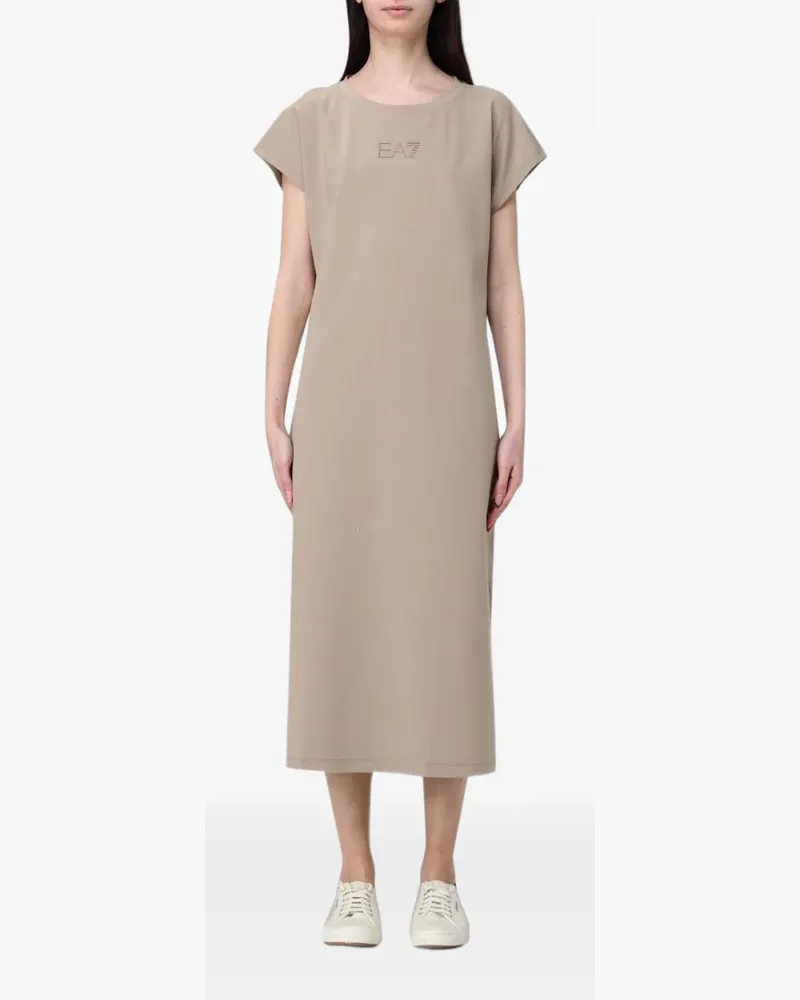 EA7 logo-print T-shirt midi dress - Nude Nude