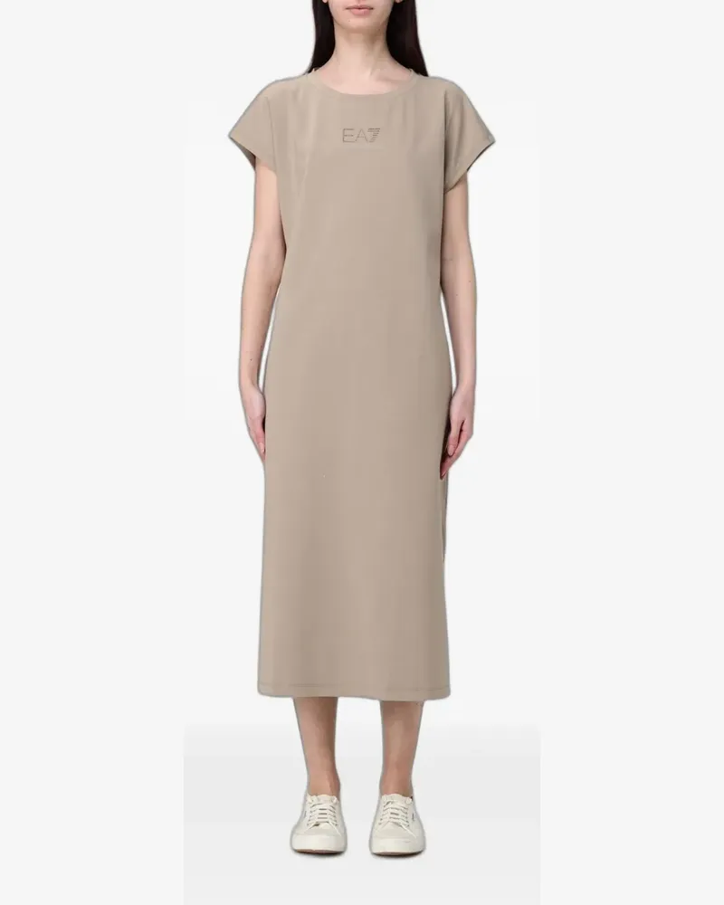 EA7 logo-print T-shirt midi dress - Nude Nude