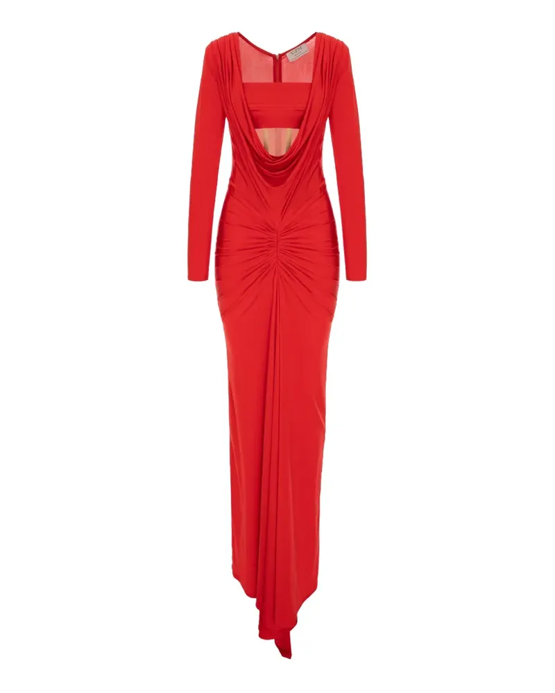V:PM ATELIER Donna Maxikleid mit Raffungen - Rot Rot