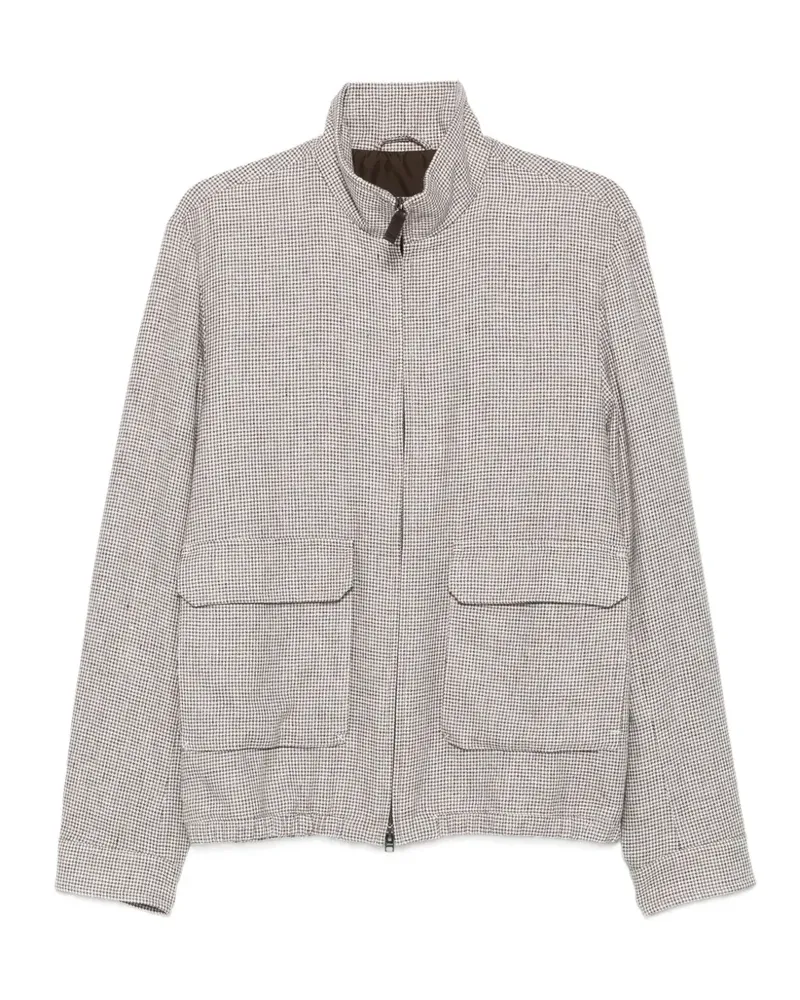 Herno houndstooth-pattern pocket jacket - Nude Nude