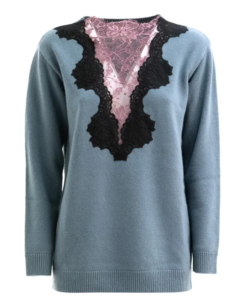 Valentino Garavani Pullover mit Spitzeneinsätzen - Blau Blau